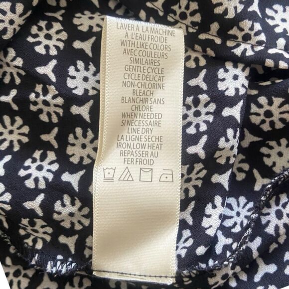 MAX STUDIO Floral Blouse Women's Size M Black & White Long Sleeve Elastic Waist - Picture 11 of 11